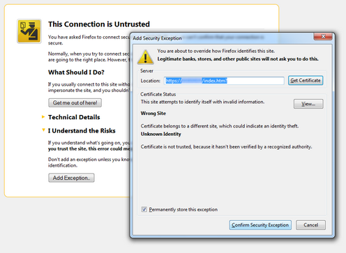 Security Warning in Mozilla Firefox