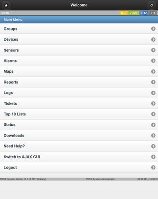 PRTG Mobile Web GUI